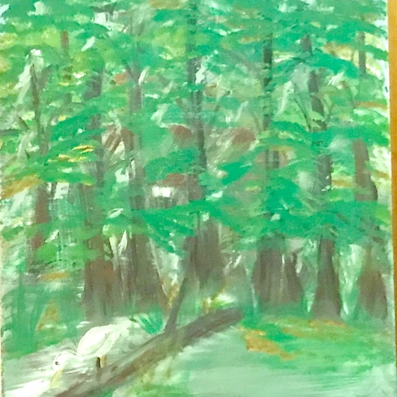 Swamp scene painting amateur signed - Picture 2 of 7